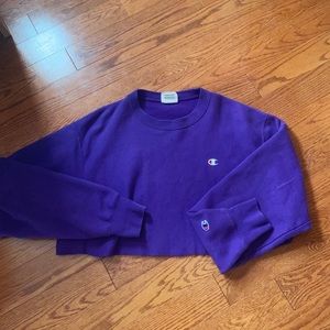 Purple champion cropped sweatshirt